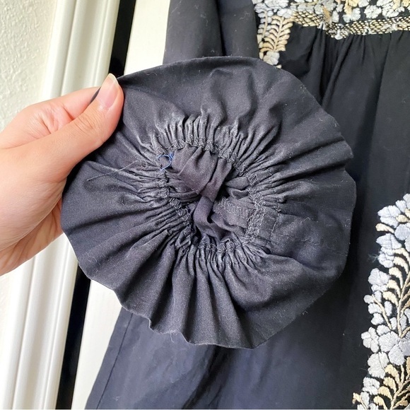 Mi Golondrina Top Fernanda Cotton Floral Embroidered Gray Night Beige Silk S GUC - Picture 4 of 9